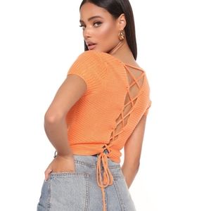 Fashion Nova Caroline Crochet Top- Orange NWT